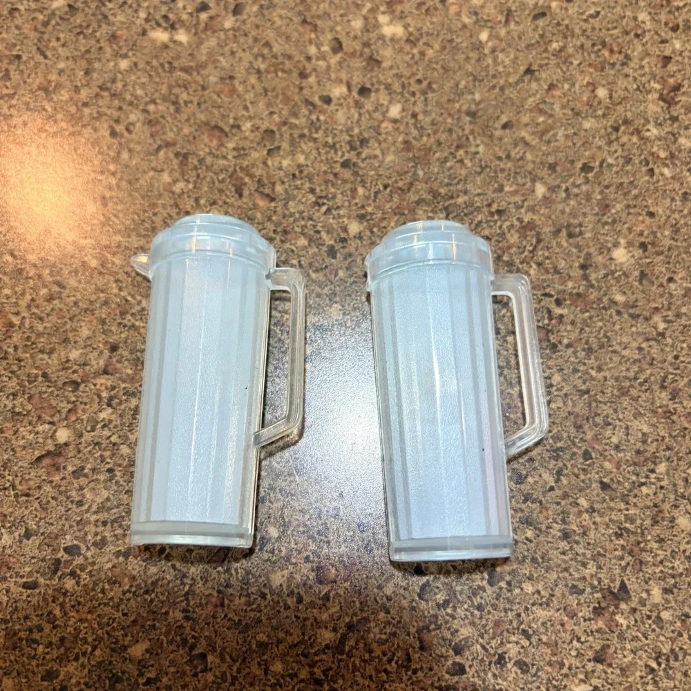 Vintage Tupperware Miniature Pitcher Refrigerator Magnets Set of 2 Light Blue
